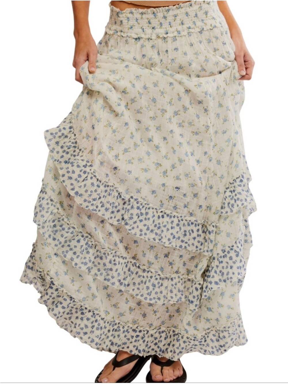 Free People FP One Brynn Maxi Skirt Ruffle Tiers